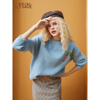 【兔八哥联名】妖精的口袋茧型套头毛衣女2020秋季新款慵懒风上衣