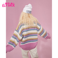 【新款】妖精的口袋条纹茧型套头毛衣女2020秋外穿宽松ins潮上衣