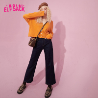 【新款】妖精的口袋直筒微喇丹宁牛仔裤女2020秋百搭宽松显瘦裤子