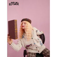 【新款】妖精的口袋贴布绣毛衣开衫外套女2020秋季宽松温柔风上衣