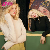 【新款】妖精的口袋亮丝宽松小高领毛衣女2020秋复古套头打底上衣