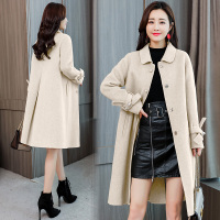 【COMEACROSS】毛呢外套2018年冬季潮流简约纯色长袖POLO领个性显瘦修身百搭