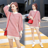 【COMEACROSS】针织衫/毛衣立领套头轻薄花呢2018年秋季长袖短裙套头