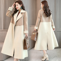 【COMEACROSS】毛呢外套时尚气质修身显瘦韩版简约街头可爱2018年秋季拼接