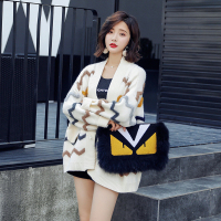 【COMEACROSS】潮流拼接气质休闲时尚2018年秋季开衫针织衫/毛衣