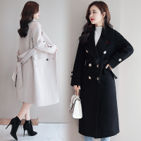 【COMEACROSS】毛呢外套2018年秋季潮流简约纯色长袖POLO领个性显瘦修身百搭