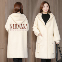 【COMEACROSS】仿貂绒中长款外套女2018新款韩版气质时尚百搭连帽仿水貂大衣