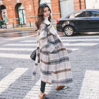 【COMEACROSS】毛呢外套2018年秋季潮流简约个性显瘦修身百搭格子长袖立领