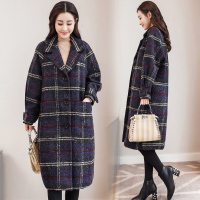 【COMEACROSS】毛呢外套2018年冬季长袖长款直筒修身显瘦甜美时尚气质唯美简约