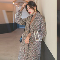 【COMEACROSS】显瘦修身百搭纯色中长款长袖POLO领毛呢外套2018年秋季潮流简约个性