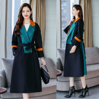 【COMEACROSS】毛呢外套2018年秋季潮流中长款纯色长袖POLO领个性显瘦修身百搭