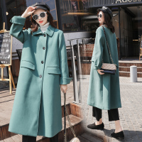 【COMEACROSS】纯色2018年冬季时尚潮流舒适简约个性长袖中长款毛呢外套