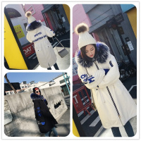 【COMEACROSS】冬季2018年显瘦修身潮流纯色长袖长款连帽羽绒服