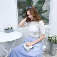 【COMEACROSS】针织短袖女2018新款白色修身T恤ins超火心机ulzzang紧身上衣潮