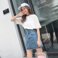 【COMEACROSS】半身裙2018年春季气质优雅纯色甜美韩版潮流时尚百搭休闲修身显瘦