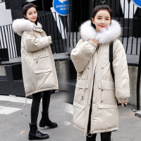 【COMEACROSS】中长款纯色2018冬季时尚保暖修身加厚长袖羽绒服配仿真毛领