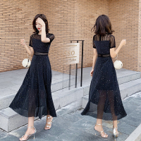 【COMEACROSS】名媛气质连衣裙女夏季2019新款中长款高端收腰显瘦小香风纱裙子