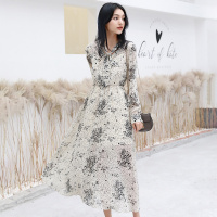 【COMEACROSS】2019春夏新款雪纺印花收腰仙女连衣裙+吊带两件套女