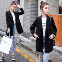 【COMEACROSS】2019秋季新款时尚简约百搭修身显瘦小西装女外套西装领豹纹翻边袖