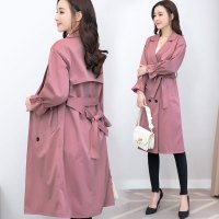 【COMEACROSS】蝴蝶结潮流拼接气质休闲时尚纯色中长款风衣春秋季