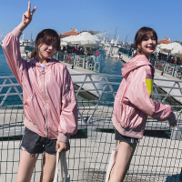 【COMEACROSS】2019年夏季气质清新可爱街头潮流时尚短款长袖连帽短外套