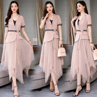 【COMEACROSS】实拍实价春夏修身显瘦中长款连衣裙实价配西装上衣