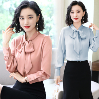 【COMEACROSS】纯色V领长袖直筒30-34周岁蕾丝衫/雪纺衫韩版时尚简约气质百搭