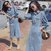 【COMEACROSS】色时尚潮流休闲舒适连衣裙2019年春季中长款长袖纯