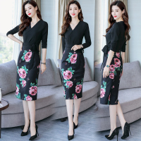 【COMEACROSS】V领套装/套裙夏季休闲时尚气质潮流优雅印花