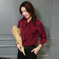 【COMEACROSS】领结纯色时尚修身显瘦单件2019年秋季衬衫