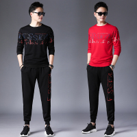 【COMEACROSS】休闲运动套装19秋季新款修身男百搭2件套卫衣收脚长裤潮