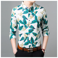 【COMEACROSS】19年四季新款数码男士印花长袖休闲百搭英伦帅气衬衫男