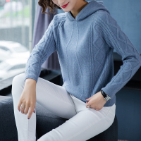 【COMEACROSS】纯色针织连帽短款针织衫修身显瘦气质优雅柔软亲肤舒适自然