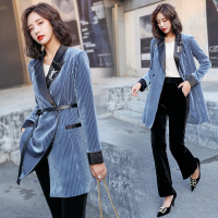 【秀衣记】2019年秋季时尚潮流舒简约个性长袖中长款配腰带宽松