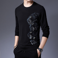 【COMEACROSS】2019秋季新款商务绅士圆领动物印花修身卫衣