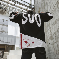 【秀衣记】黑色秋季港风休闲卫衣男时尚休闲卫衣青少年卫衣