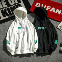 【秀衣记】秋冬日系印花宽松加肥加大码套头连帽卫衣男