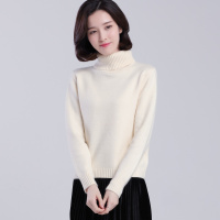 【COMEACROSS】秋季修身长袖年轻女款针织衫甜美高领锦纶套头气质