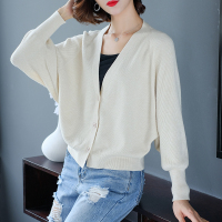【COMEACROSS】2019秋季上新款简约舒适时尚休闲宽松开衫款纯色针织衫