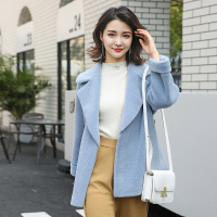 【COMEACROSS】毛呢外套长袖直筒韩版百搭气质优雅潮流2019年秋季翻领配腰带