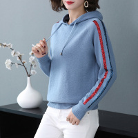 【COMEACROSS】秋冬新款100%纯羊毛衫女连帽卫衣宽松套头休闲针织衫毛衣帽衫外穿