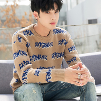 【COMEACROSS】2019男士圆领提花字母针织衫毛衣男