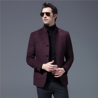 【COMEACROSS】2019冬季新款男装常规款单扣斜插袋羊毛大衣