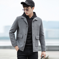 【秀衣记】双面呢外套男短款休闲羊毛夹克冬季毛呢大衣男