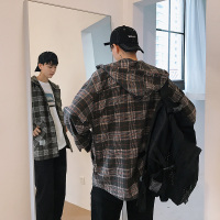 【秀衣记】港风休闲夹克学生毛呢男中长款连帽外套