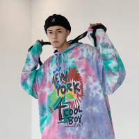 【秀衣记】19秋款潮牌宽松全棉扎染印花卫衣