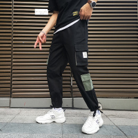 【COMEACROSS】日系大码港风休闲裤男哈伦运动九分细带工装裤