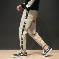 【COMEACROSS】秋装休闲裤男迷彩拼接束脚运动裤大码潮宽松学生男裤子
