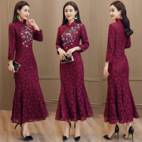 【COMEACROSS】气质时尚都市修身淑雅长袖中长款韩版2019年秋季连衣裙都市