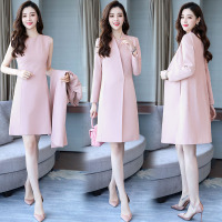 【COMEACROSS】中长款时尚潮流拼接气质休闲2019年秋季套装/套裙